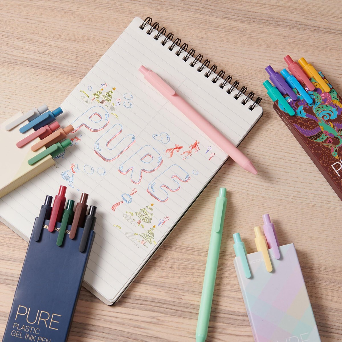 Kaco PURE Colored Gel Pens 30 Pieces Assorted Color Ink 0.5
