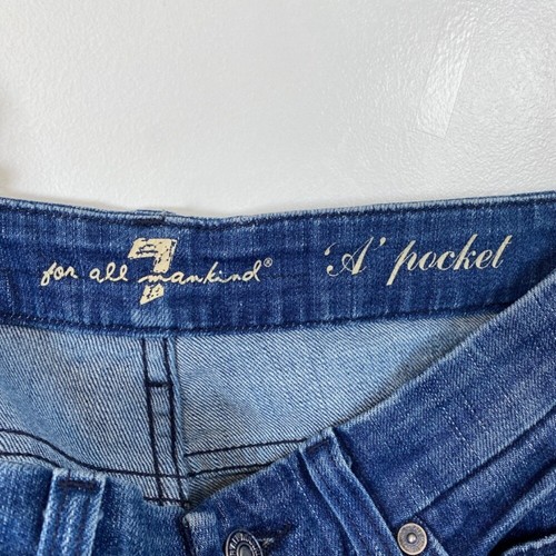 Seven 7 For All Mankind Jeans Womens 25 dark Blue Denim Flare 'A' Pocket - Picture 4 of 5