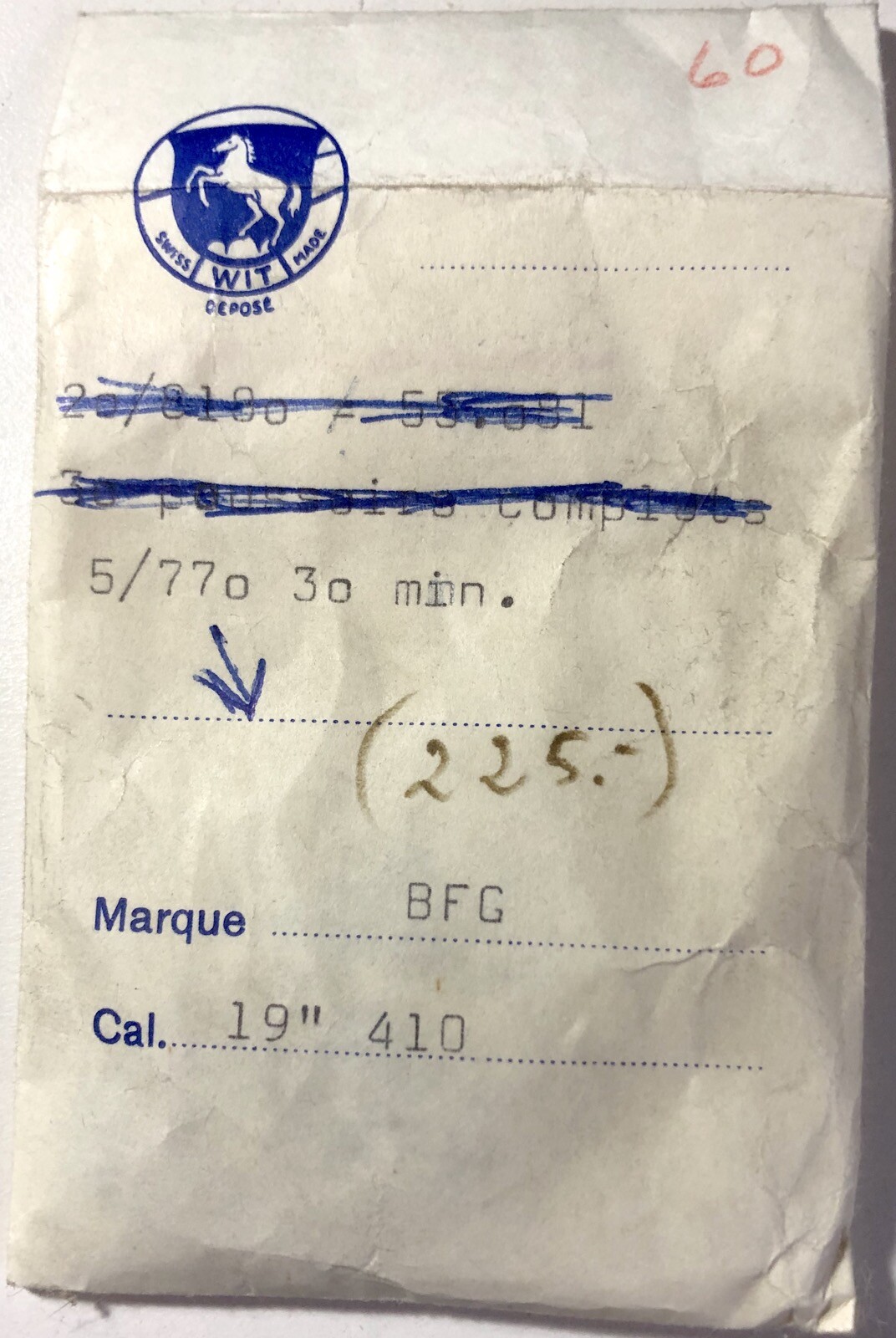 1X Mainspring WIT Caliber 410 19 Inch 770 30 Min 60 Mainspring