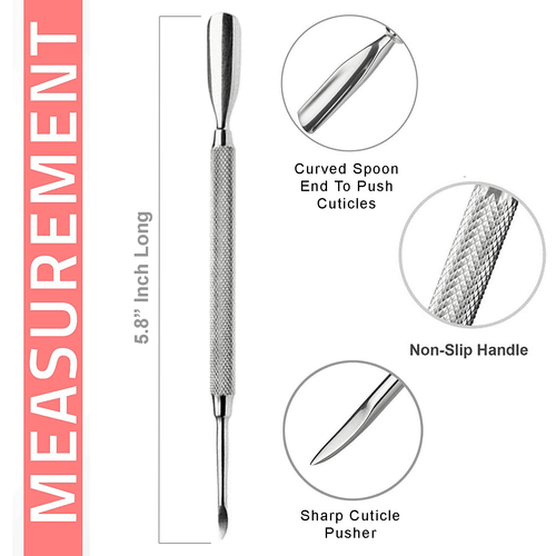 STAINLESS STEEL CUTICLE PUSHER MANICURE PEDICURE NAIL CARE ART TOOLS 4 PC SET - Picture 2 of 6
