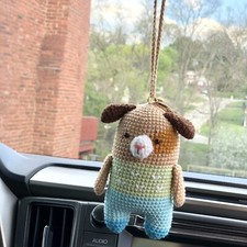 Crochet Dog- Dog Keychain- Car Mirror Hanging