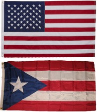 USA and Puerto Rico Dark Flag 3x5 EMBROIDERED 2 double sided Flag Wholesale Lot