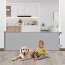 Baby Gate for Large Openings Retractable Baby Indoor Grey