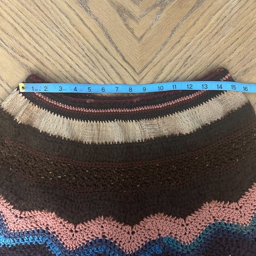 Handmade Wool Multicolor Poncho Leather Neckline Thick Stretch Wool 24 In Length - Picture 6 of 10