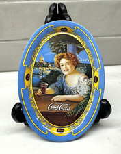 1973 COCA COLA Small Vintage Oval Tin Tip Tray 6in x 4.5in Victorian Lady