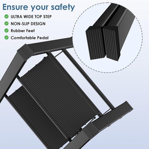 2/3/4 Step Folding Step Ladder Aluminum Step Stool with Anti-Slip Pedal 330LBS - Picture 40 of 44