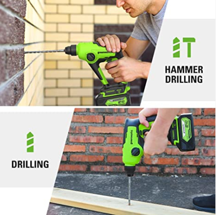 Greenworks 3805802 24V 1.2J Cordless Rotary Hammer Drill W/ Battery and Charger