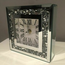 15cm LOOSE DIAMANTE MANTLE TABLE CLOCK ROMAN NUMBER MIRRORED MANTEL CLOCK NEW