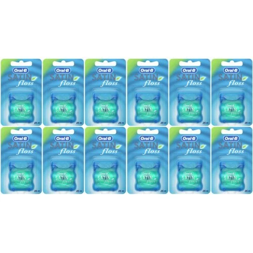 12 x Oral B Satin Floss Dental Floss Mint Comfort Grip Satin Like