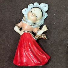 Vintage Metasco Porcelain Girl In Traditional Dress Figurine