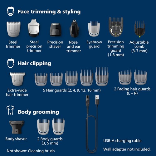 Philips Norelco Multigroom 9000 Men's Electric Hair and Beard Trimmer MG9510/60 - Picture 2 of 4