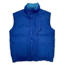 Vintage REI Goose Down Puffer Vest Size Small Blue Nylon Snap Front Outdoor