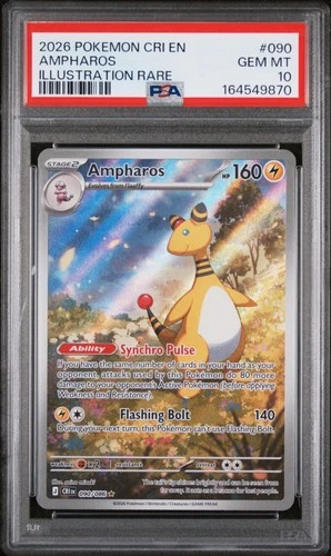 PSA 10 - Ampharos 090/086 Illustration Rare Pokemon Chaos Rising CRI EN Gem Mint