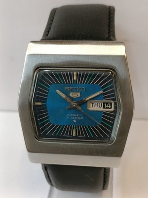 VINTAGE SEIKO 5 21J AUTOMATIC PATINA BLUE DIAL 6119-5440 JAPAN