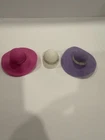 Vintage Barbie Hat Lot Pink Purple White Wide Brim Doll Accessories