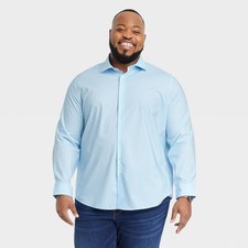 Men's Big Tall Performance Dress Standard Fit Long Sleeve Button-Down Shirt