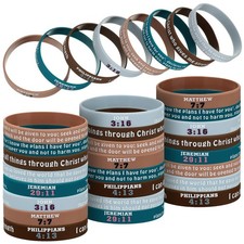 32 Pcs Religious Christian Bible Verse Bracelets Inspirational Rubber Wristband