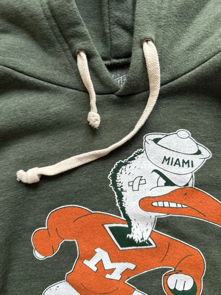 Sudadera con Capucha Miami Hurricanes Mujer Pequeña Retro Marca Verde NCAA ¡¡Bonita!!! Foto 4 de 4