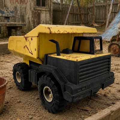 Vintage Tonka Mighty Dump Truck 16  Pressed Steel Yellow Construction Toy