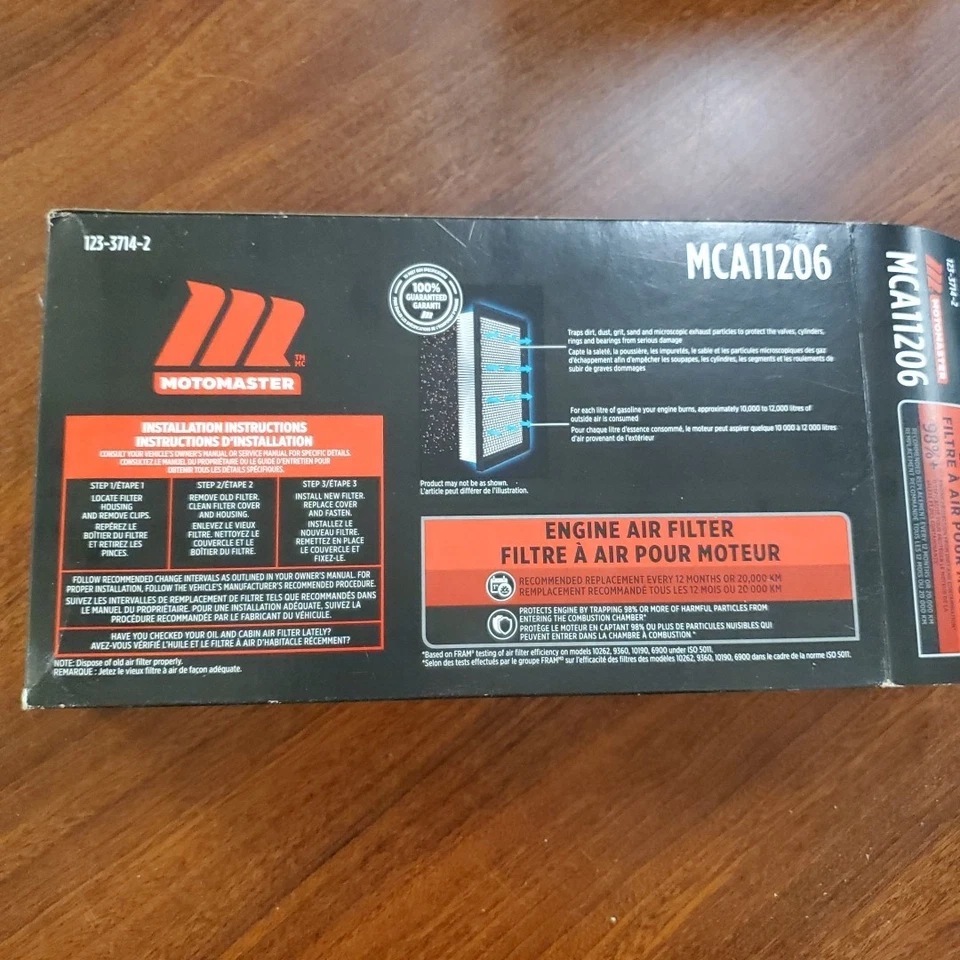 Filtro de aire para coche MCA11206 Motomaster nuevo para ciertos modelos Hyundai y Kia Foto 2 de 4