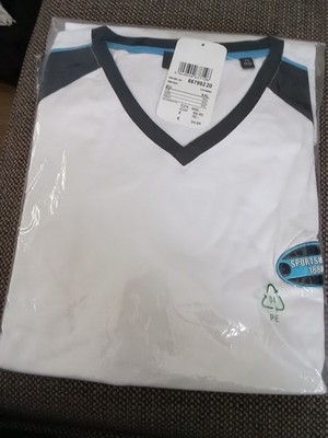 Herren-Sport-Shirt-Große Größe - XXL-weiß/blau abgesetzt-Marke JP1880
