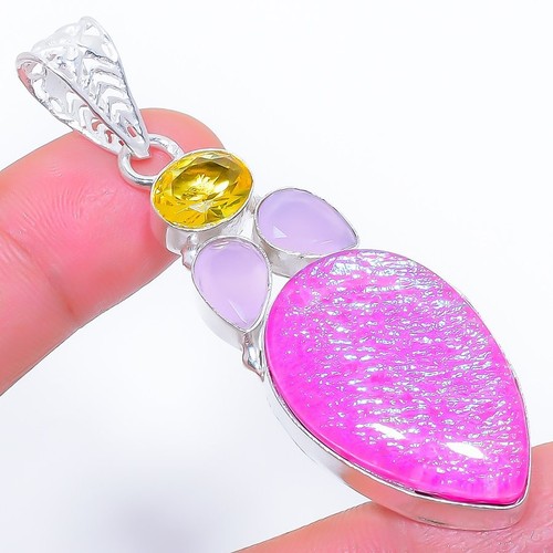 Boucles D'oreilles Argent 925 – Opale De Feu Synthétique Et Grenat, Gouttes 2,1 Pouces