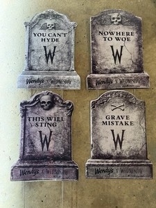 Set of 4 Wendy’s x WEDNESDAY Addams Dips Of Dreads Mystery Sauce Promo Displays
