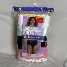 Hanes Cotton Briefs Women  s New Size 3X, 9 Pairs Tagless Panties Multi Colors