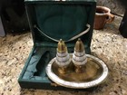 Salt and Pepper set brass with in-lay Made in India used with case. — photo 1