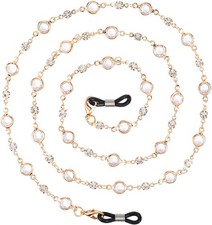 Gold Crystal Beaded Glasses Chain Strap Holder For Women Eyeglasses Lanyard