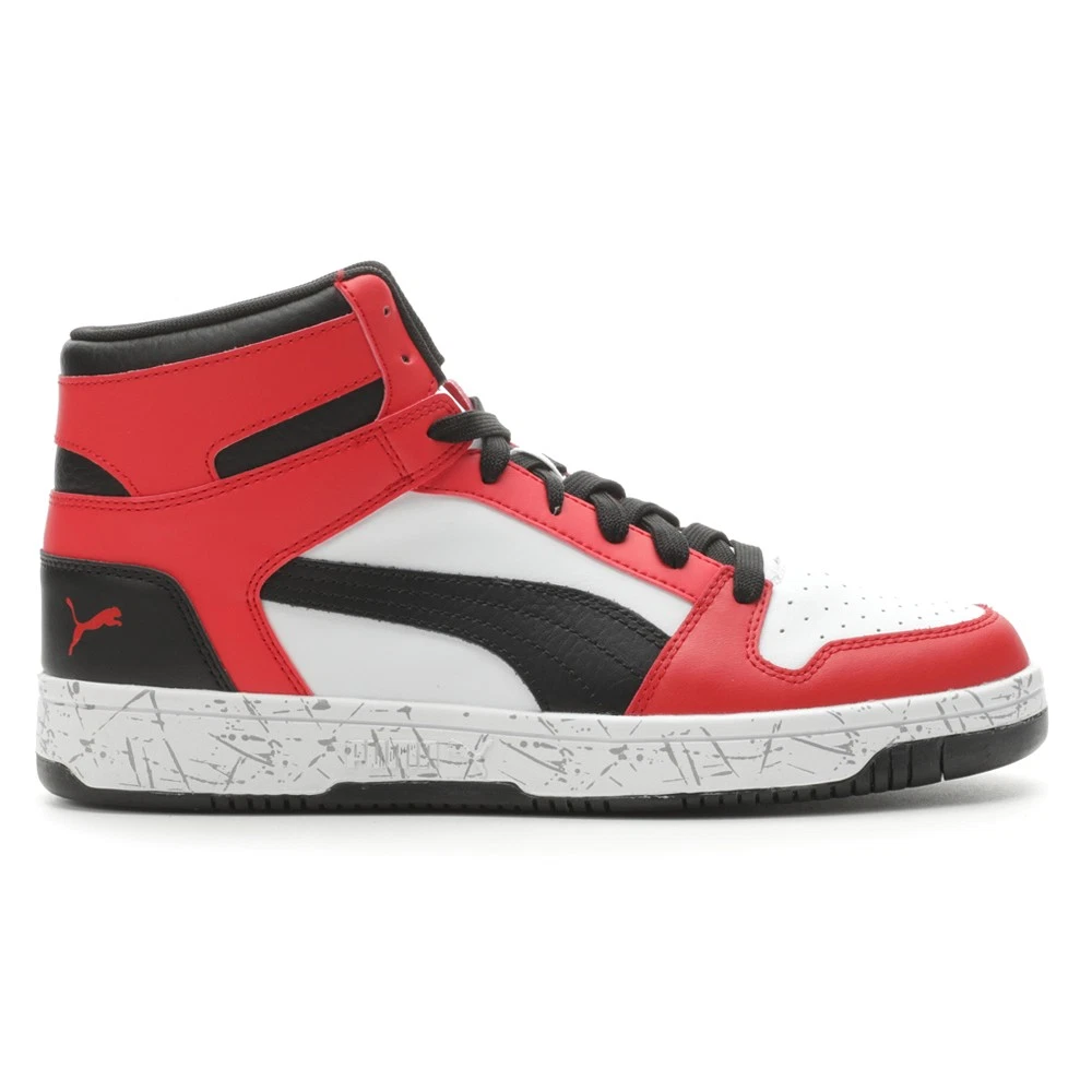 Puma Rebound Layup Scratch Lace Up Uomo Rosso Bianco Sneakers Scarpe Casual 395043