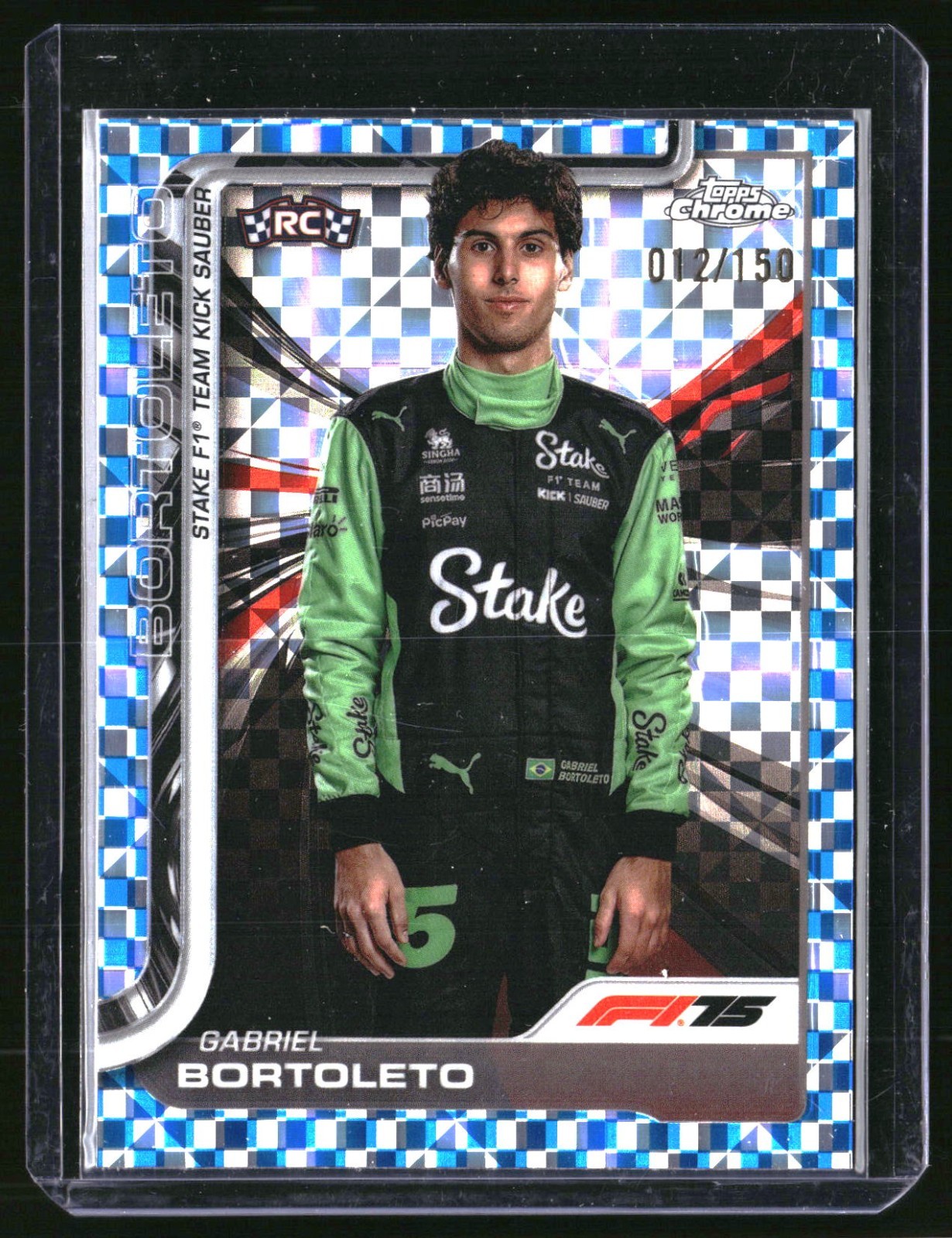 2025 Topps Chrome F1 Gabriel Bortoleto RC Portrait Blue Checker 012/150 #20