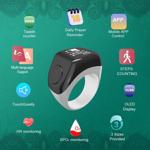 Smart Ring with For OLED Display for Effective Prayer Counting and Monitoring - Zdjęcie 6 z 47