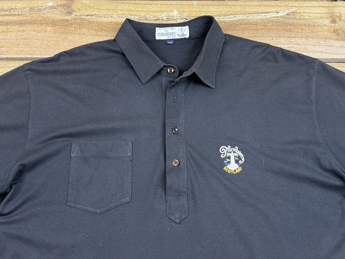 VTG 80's Turnberry Hotel Golf Course Scotland Polo Shirt Sz XXL Black - Picture 6 of 8