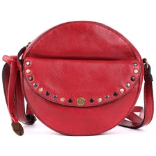 Genuine Italian Leather Boho Studded Round Crossbody Sling Bag 7 inch - Styli...