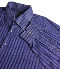 Scott Barber Hidden Button Down Shirt Men 2XL Purple And Blue Stripe Business