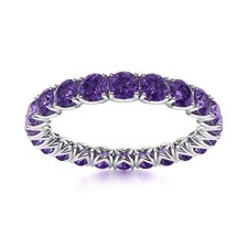 Valentines Sale Natural Amethyst Engagement Eternity Ring Sterling Silver