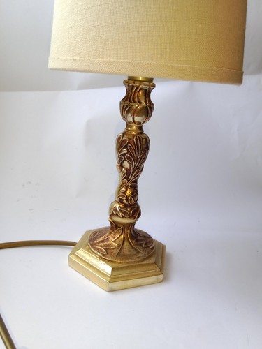 Lampe Art Nouveau pied en bronze Patiné avec Abat-jour - Picture 13 of 14