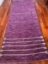 Handwoven Purple Cotton Yoga Mat Rug Non Slip Meditation Mat Boho Home Floor