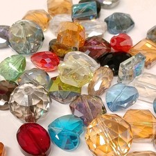 1/4 LB Bulk Faceted Crystal Glass Beads Fire Polished Electroplated Large, XL