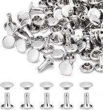 200Sets 8Mm round Double Caps Rivets, Leather Rivets Metal Tubular Studs for Bag