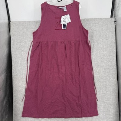 Erika II & Co. Dress Womens 2X Burgundy Sundress Maxi Sleeveless Embroidered