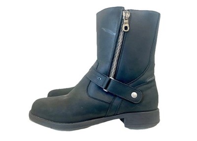 Forma Women Eva Black Leather Riding Boots Drytex UK 42 US 11 Silver Motorcycle