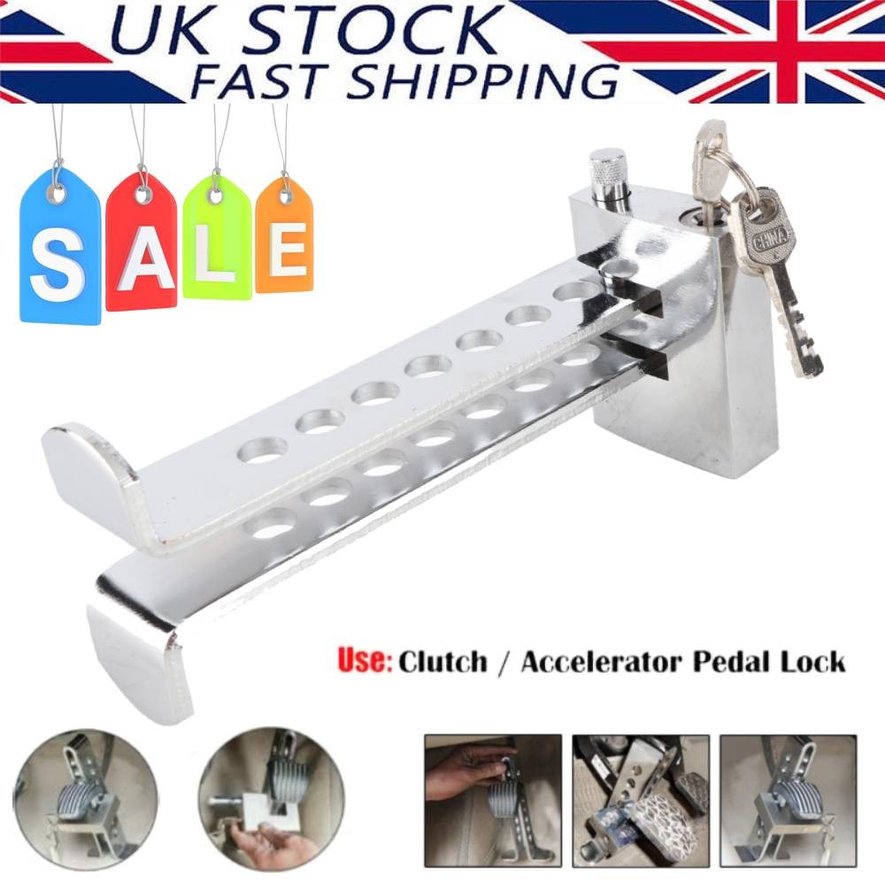 Car Stainless Brake Clutch Pedal Lock Steering Wheel Lock Security Anti-Theft UK