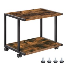 Under Desk Printer Stand 2-Tier Industrial Cart Storage Shelf Mobile Rustic