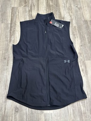 NWT Under Armour Vanish Hybrid Vest Mens Medium Fitted Full Zip Stretch Black