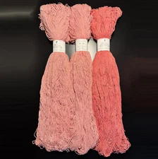 VTG TESS' DESIGNER YARNS 100% Raw Silk - 3 Hanks 900 Yds Coral, Terracotta - NOS