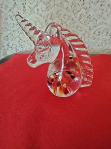 ART GLASS UNICORN PAPERWEIGHT