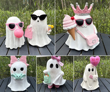Viral Ghosts Ceramic Resin Figurines Halloween Decor - Various Sizes