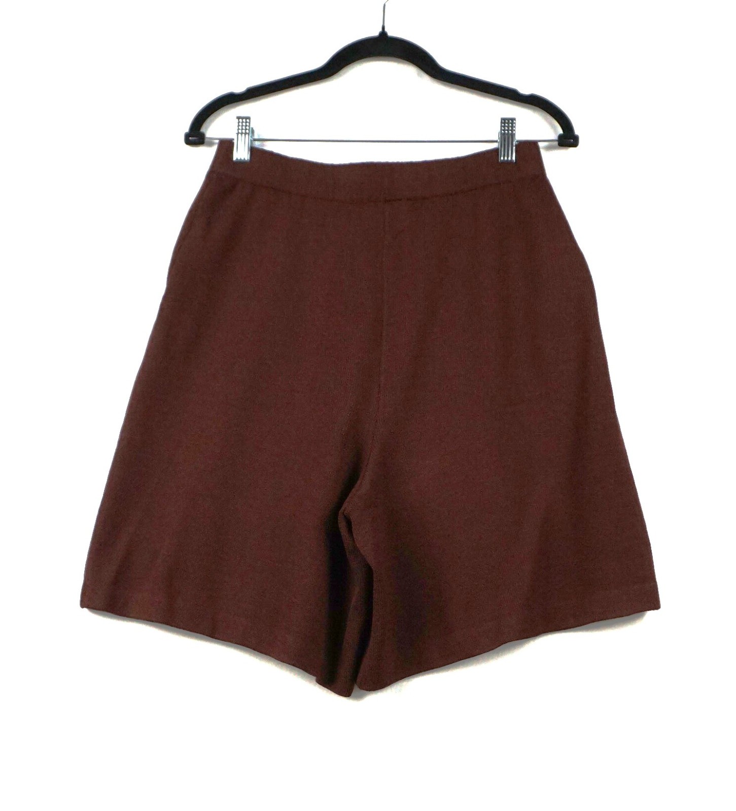 St John Collection Shorts Womens 10 Brown Knit Pleated Culottes Shorts Pocket image 7